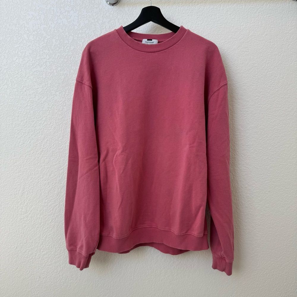 Topman Men's Rose Pink Oversized Pullover Crewneck Sweatshirt, size Medium